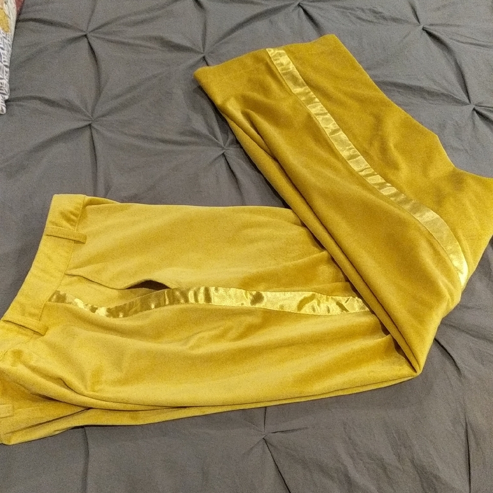 Mustard Yellow Women's Satin-Trim Pants